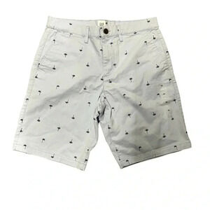 NWOT GAP Men's 10" Essential Khaki‎ Shorts Sz 29 Light Blue Palm Tree #544884